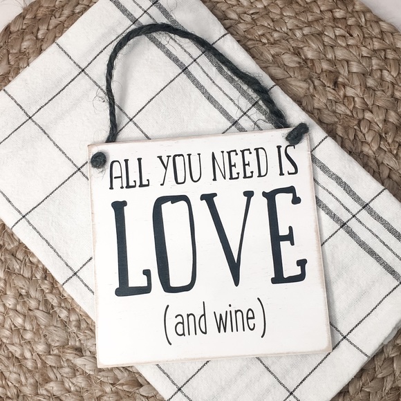 🛒2/$18!🛒 All You Need Is Love And Wine Sign - Picture 3 of 5